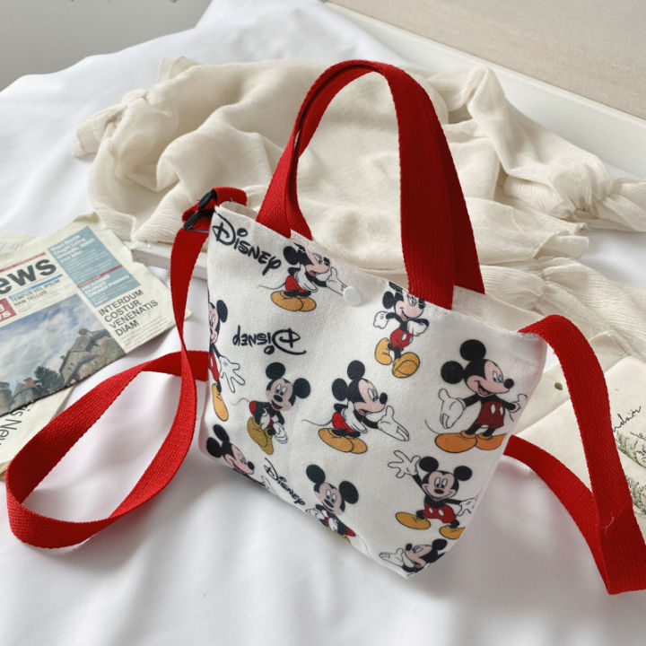 มิกกี้เมาส์โดนัลด์ดั๊กกระเป๋าเด็กใหม่การ์ตูนน่ารักกระเป๋าสะพายผ้าใบพิมพ์แบบพกพากระเป๋า-messenger-แนวโน้ม