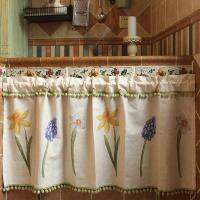 【YD】 DUNXDECO Short Curtain Door Half Cortinas Garden Print Border