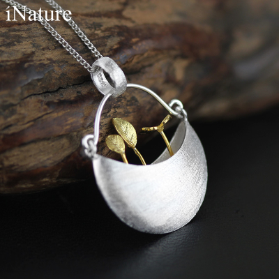 INATURE 925 Sterling Silver My Little Garden Pendant Necklace For Women Jewelry