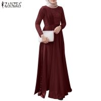 （A Simple）﹍ ZANZEA Women Long Sleeve Lace Satin Back Zipper Maxi Dress