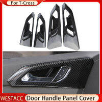 4pcs ประตูรถ armrest แผงสติกเกอร์สำหรับ Volkswagen VW T-CROSS tcross 2018 2019 2020 2021 2022 2023 Access s