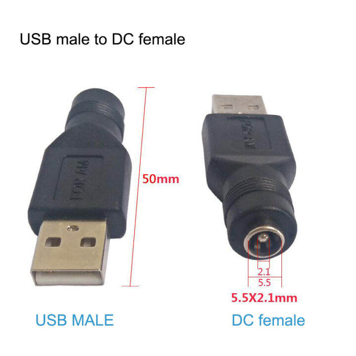 Female Jack To USB 2.0 Male Plug Female Jack 5V DC Power Connector