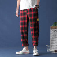 Korean Trendy Plaid Pants Mens  New Comfortable Pant Summer Loose Comfortable Casual All-match Hip Hop Striped Trousers