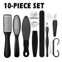 【CW】 Pedicure Set Peeling and Exfoliating Calluses Foot Scrubbing Brush Stainless Steel Double sided Care Pedal Stone 10 in 1