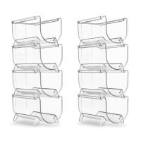 8Pcs Refrigerator Wine Holder,Clear Stackable Plastic Wine Rack Storage Water Bottle Organizer Water Bottle for Fridge