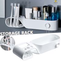 ♞✌ Bathroom Shelves Wall Mounted Toiletries Storage for Bath Accessories Holder ABS Rack with Hook Durable Drain Hole Design