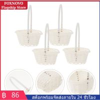 FOXNOVO 4pcs ทอตะกร้าตะกร้างานแต่งงานดอกไม้สาวตะกร้าทอของขวัญตะกร้าที่เก็บของขวัญ