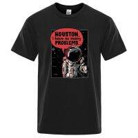 Houston เสื้อยืดพิมพ์ลายคอกลมสำหรับผู้ชาย,เสื้อยืดแฟชั่นคอกลมแขนลำลองขาสั้นคุณภาพสูงพิมพ์ลาย100% เสื้อยืดคอกลมฤดูร้อน