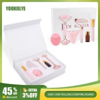 Natural Jade Roller Gua Sha Set Rose Quartz Facial Massager For Face Body Neck Wrinkle Remove Skin Care Lift Tools With Gift Box