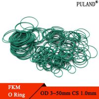 10pcs CS 1mm FKM Fluorine Rubber O Ring OD 4~50mm Green Sealing Gasket Insulation Oil High Temperature Resistance Green Gas Stove Parts Accessories