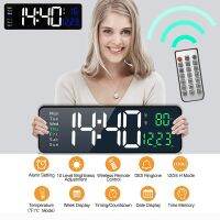 Large Digital Wall Clock Remote Control LED Clocks Temp Date Week Display Power Off Memory Table Clocks Wall-mounted Dual Alarms