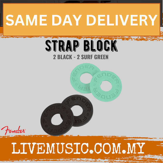 Fender Strap Blocks 4 Pack, 2 Black / 2 Surf Green Lazada