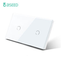 BSEED Double Light Switches Touch Sensor Wall Switch Glass 2Gang 1Way Switches Dark Blacklight White Black Golden 300WGang