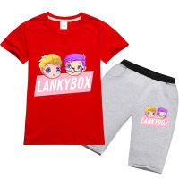 Lankybox ชุดเสื้อผ้าฝ้ายแขนสั้นสำหรับทุกเพศ,ชุดเสื้อผ้าเสื้อผ้าเด็กชายหญิงเสื้อผ้ากางเกงขาสั้นเด็ก0000