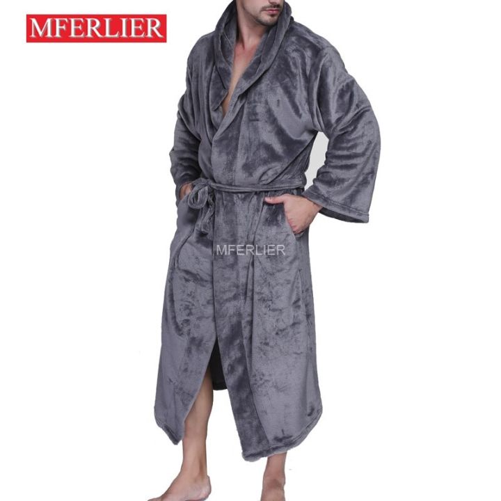 ชุดนอนอบอุ่นขนาดพลัสเสื้อคลุมอาบน้ำผู้ชาย8xl-7xl-6xl-หน้าอก150ซม-สำหรับฤดูใบไม้ร่วงฤดูหนาว