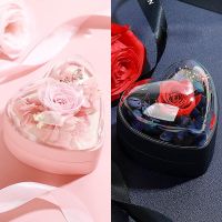 Romantic Valentine 39;s Day Gift Box Acrylic Heart Eternal Flower Gift Box Ring Locket Storage Box Jewelry Boxes and Packaging