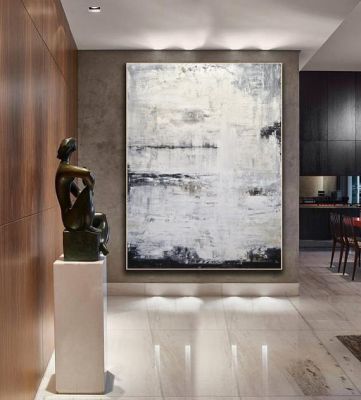 Abstract Painting Contemporary Art Oil Painting Original Large Gray Vertical Textured Design Artwork Sky Whitman free shipping