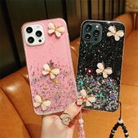 เคสแฟชั่นสำหรับ iPhone 6 6S 6 Plus 6S Plus 7 8 Plus 8 Plus X XS 14 Pro 14 Plus 13 Pro 13 Pro 13 Pro Max 12 12 Pro Max 11ผงกลิตเตอร์ลายผีเสื้อแบบ DIY 11 Pro 11 Pro Max เคสโทรศัพท์ฟ้าเต็มไปด้วยดวงดาว