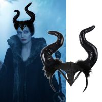 【cw】 womenLong Demon Ox Horn Headband EvilGlitter Hair HoopCostumeWitch Headpiece Accessory ！