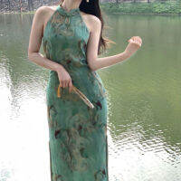 เฉพาะ cheongsam สีเขียวสีเขียวพลัมสีเขียวไวน์ต้มสีขาวย้อนยุคสง่างามสลิมเซ็กซี่ตัดไหล่ชุดปรับปรุงผู้หญิง ~