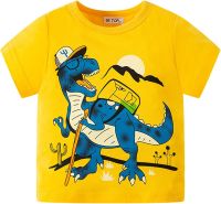 Toddler Boys Summer Clothes Cute Cartoon Dinosaur Print Tees Short Sleeve Fashion Tops Boys Adorable Casual T Shirts for Kids