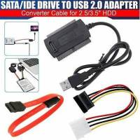 SATA PATA IDE ไปยัง USB 2.0 อะแดปเตอร์แปลงสายสำหรับฮาร์ดดิสก์ไดรฟ์ 2.5 "3.5" พร้อมอะแดปเตอร์ไฟ AC ภายนอก adapter