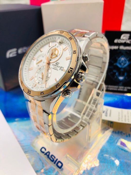 casio-edifice-นาฬิกาข้อมือผู้ชาย-สายสเตนเลส-รุ่น-efr-547sg-7a-silver-gold-มีไฟ-ของแท้-100-ประกันศูนย์เซ็นทรัลcmg1-ปี