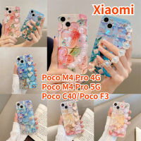 Aweven เคสสำหรับ Poco C40 Poco M4 Pro 5G Poco M4 Pro 4G Poco F3 Crossbody เคสโทรศัพท์ Bluray แววน้ำมันภาพวาดดอกไม้เพชรเคสแบบนุ่ม