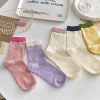 ถุงเท้าข้อกลาง สีแคนดี้ เข้ากับทุกการแต่งกาย ทันสมัย สไตล์เกาหลีKorean mid tube socks candy color womens socks