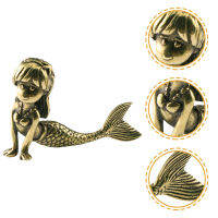 HAOYUNLA ทองเหลือง Mermaid Merturine Brass Ornament Home Tea Tea Teap