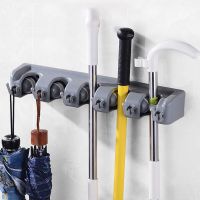 5/4/3 Positions Mop Holder Broom Hanger Wall Mounted Brush Support Broomstick Hook Storage Rack Bathroom Organizer Picture Hangers Hooks