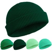 [Rear Waves]แฟชั่นผู้ชายหมวกถักหมวกเด็ก Skullcap เซเลอร์หมวกเสื้อย้อนยุคกองทัพเรือสั้นหมวกสีทึบ U Nisex ฤดูหนาวที่อบอุ่นหมวกม้วนขึ้นขอบ