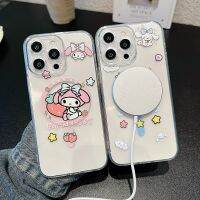 Sanrio My Melody Cinnamoroll กันกระแทกเต็มตัวพร้อมฟังก์ชันแม่เหล็กการ์ตูน Magsafe เคสโทรศัพท์มือถือที่น่ารักสำหรับ iPhone 15 Pro Max Plus เคสโทรศัพท์นิ่มสำหรับ iPhone 14 Po Max เคสกันกระแทกเคสสำหรับ Apple 13 12 11เคสห่อหุ้ม