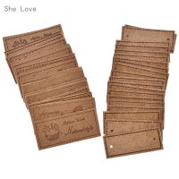 Chzimade 20PCs Blank Natural Style Handmade PU Leather Sewing Garment Labels Household Textile Patchwork Apparel Accessories Stickers Labels