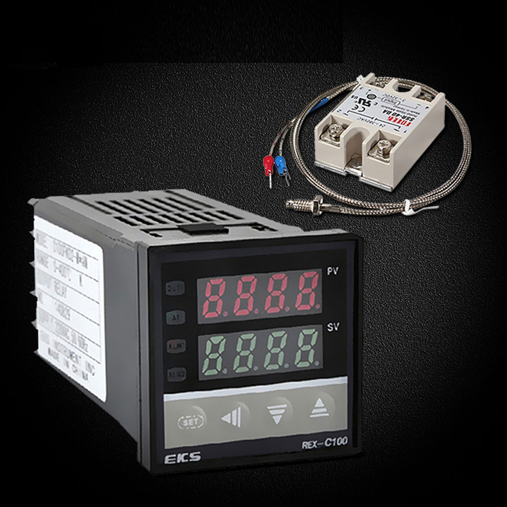 ชุดควบคุมอุณหภูมิ Digital LCD PID REX-C100+K เทอร์โมคัปเปิล+สูงสุด 40A SSR  | Lazada.co.th