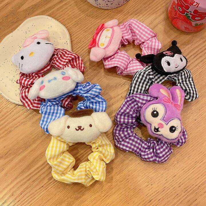 yinbai-mother-baby-house-gt-girls-tie-hair-large-intestine-ring-korean-version-plush-animal-cartoon-rope-sweet-cute-headband-simple-checked-accessories-headdress-ball-head-tail