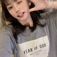 FEAR OF GOD แถบสองข้างแบบขึ้นลงแบรนด์หมอกสั้น-แพทช์แขนหกฤดูเสื้อยืดสายหลักชายและหญิงคู่รักฤดูใบไม้ผลิและฤดูร้อน