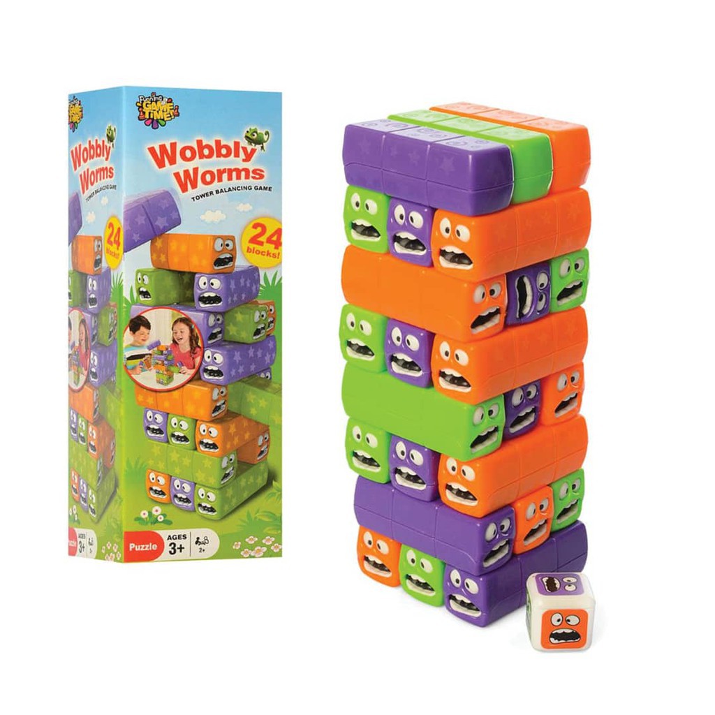 Wobbly Worms Challenging Tower Stack Block Game Toy