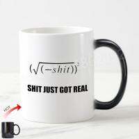 Funny Rude Shit Just Got Real Magic Cup Novelty Joke Math Equation Coffee Mug Tea Cup Creative Geek Xmas Birthday Gifts 11oz