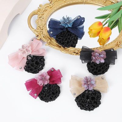 Spun Silk Flower Handmade Beaded Headdress Updo Hair Clip