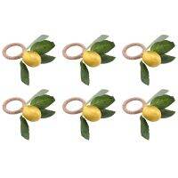 Napkin Rings Set of 6,Decorative Lemon Vine Leaf Napkin Rings, Dinning Table Setting Yellow Napkin Buckle Napkin Holders