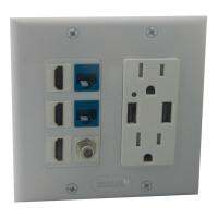 【】 Invitar Solution 2แก๊งแผ่น3 X HDMI F TV 2 X CAT6 2 X เครื่องชาร์จ USB 2 X แหล่งจ่ายไฟ AC สนับสนุนป้ายติดผนัง DIY