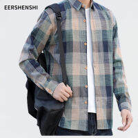 EERSHENSHI เสื้อแขนยาวชาย เสื้อลายสก๊อต เสื้อเชิ้ดชาย ซักน้ำแล้วสีไม่ตก เสื้อชาย เสื้อเชิ๊ตชาย