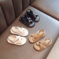 Children Sandals Leisure Matte Pu Leather Unisex Stylish Kids Beach Sliders 22-37 Three Colors Hook-loop Comfy Boys Girls Shoe