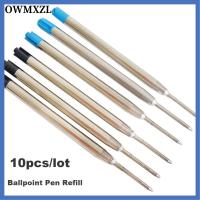 OWMXZL 10PCS/LOT 0.5mm โรงเรียน อุปกรณ์เครื่องเขียน สำนักงาน หมึกสีน้ำเงิน/ดำ โลหะ แกนกลางปลายปากกา ปากกาลูกลื่นแบบเติม