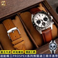 Suitable for Seiko Watch Mens Ice Blue Panda Plate Three Eyes Limited Edition SSC909P1 Retro Business Leather Watch Strap