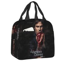 ■☋✁ The Vampire Diaries Damon Salvatore Insulated Lunch Bag Women Leakproof Fantasy Cooler Thermal Lunch Box Kids School Children