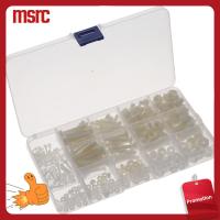 MSRC 420Pcs หัวกลมกลม สกรูพลาสติกสำหรับสกรู ขนาดต่างๆ M2 M2.5 M3 M4 M5 M6 น็อตและสลักเกลียวพลาสติก ชุดน็อตหกเหลี่ยม หัวเจาะรู สลักเกลียวไนลอน โครงการอิเล็กทรอนิกส์