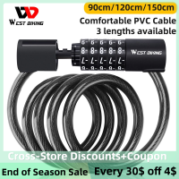 WEST ขี่จักรยานรวมกันจักรยานล็อคสายเคเบิล90-150เซนติเมตรแบบพกพาป้องกันการโจรกรรม5รหัสความปลอดภัยล็อคจักรยาน MTB อุปกรณ์จักรยานถนน