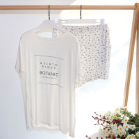 Summer Modal Comfortable Loose Large Size Short-sleeved Shorts Round Neck Pajamas Set Womens Letters Printed Home Clothes